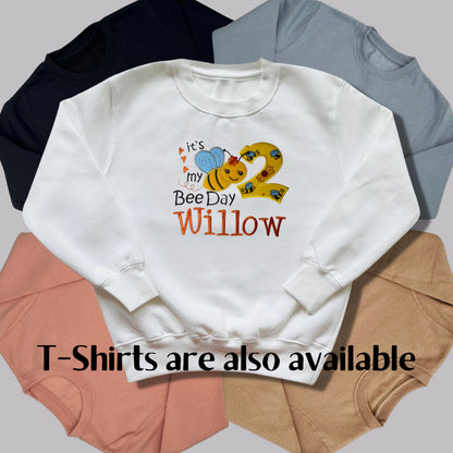 Personalised Embroidered Children's Birthday Top. 'It's my Bee Day' Cute Bee Design Personalised with Age and Name Perfect Birthday Outfit