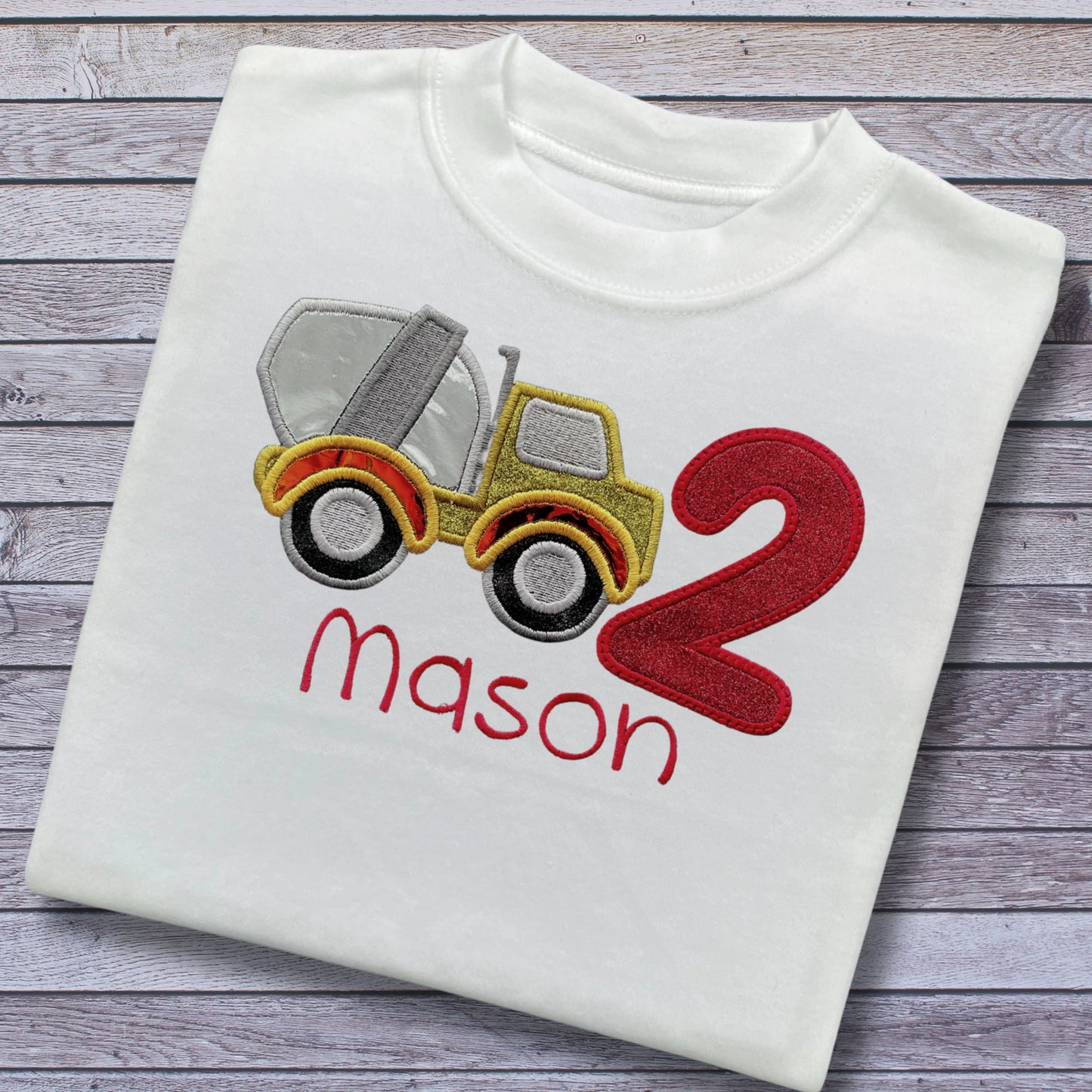 Personalised EmbroideredConstruction Vehicle Birthday T-Shirts and Sweatshirts