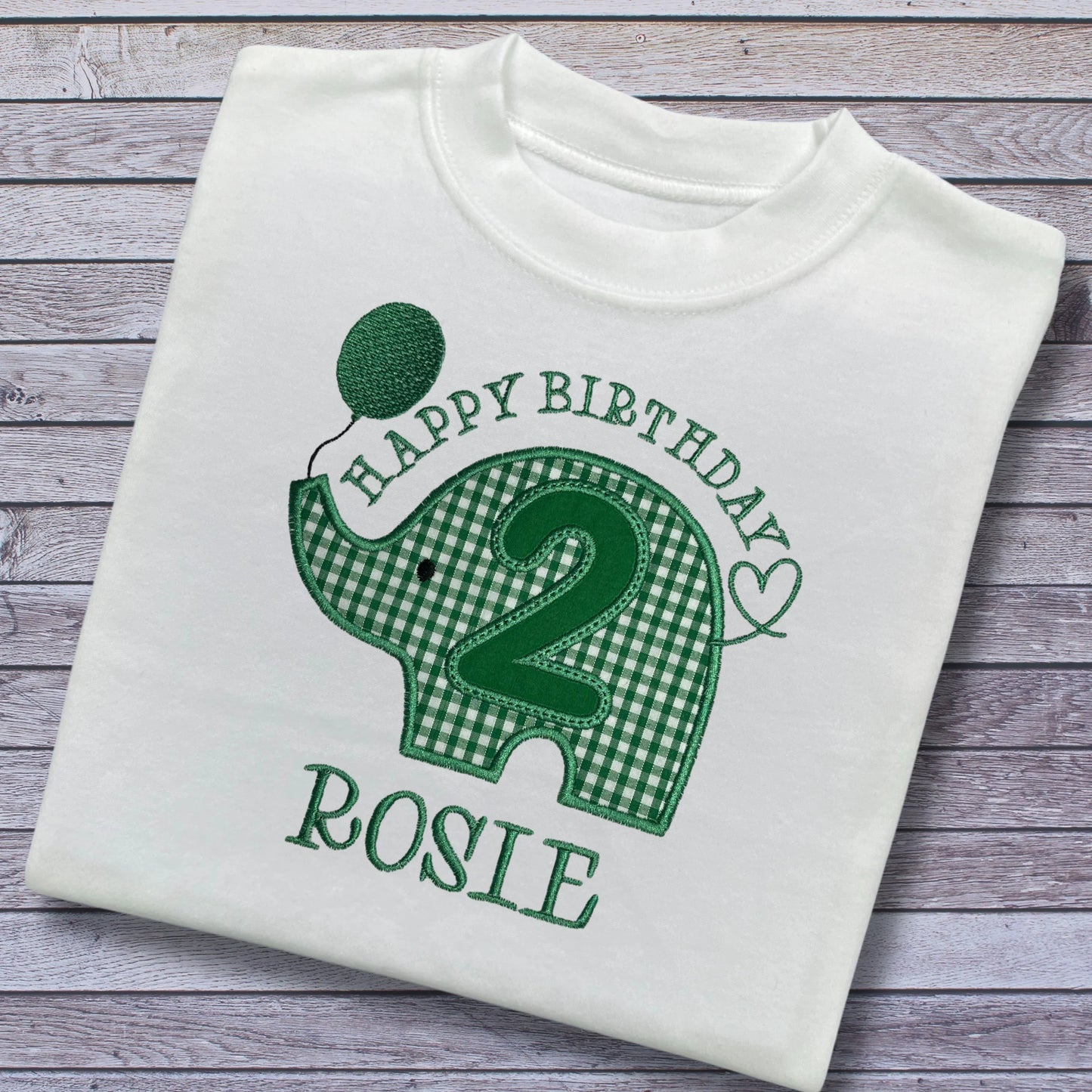 Personalised Embroidered Children's Birthday Top: Elephant Design