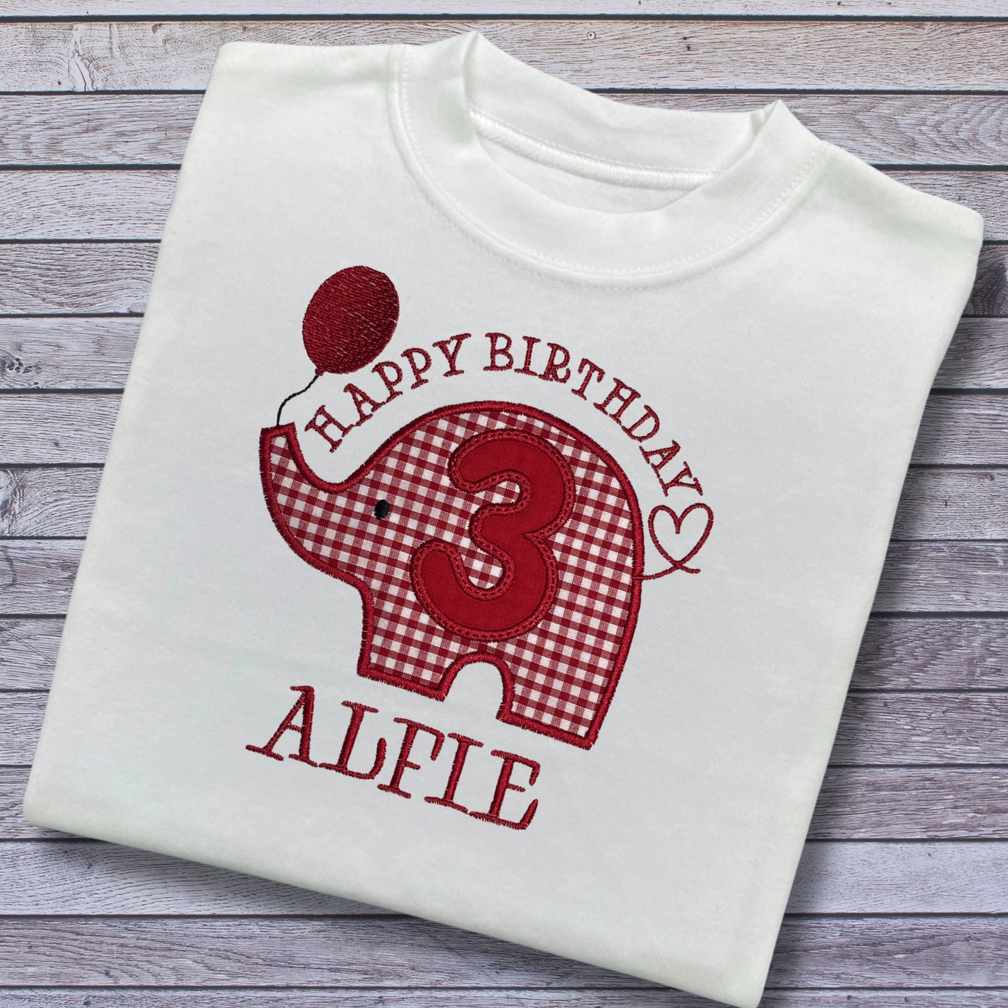 Personalised Embroidered Children's Birthday Top: Elephant Design