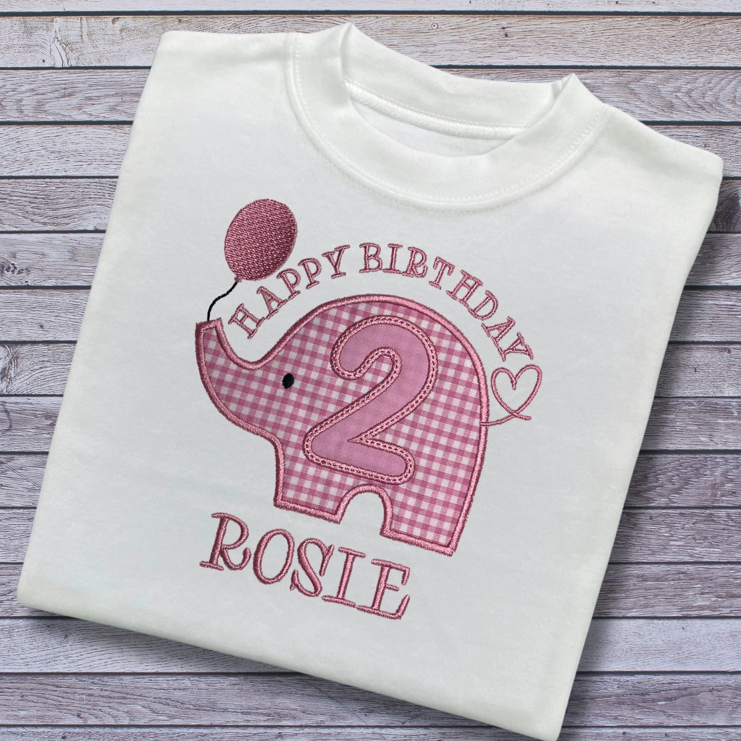 Personalised Embroidered Children's Birthday Top: Elephant Design