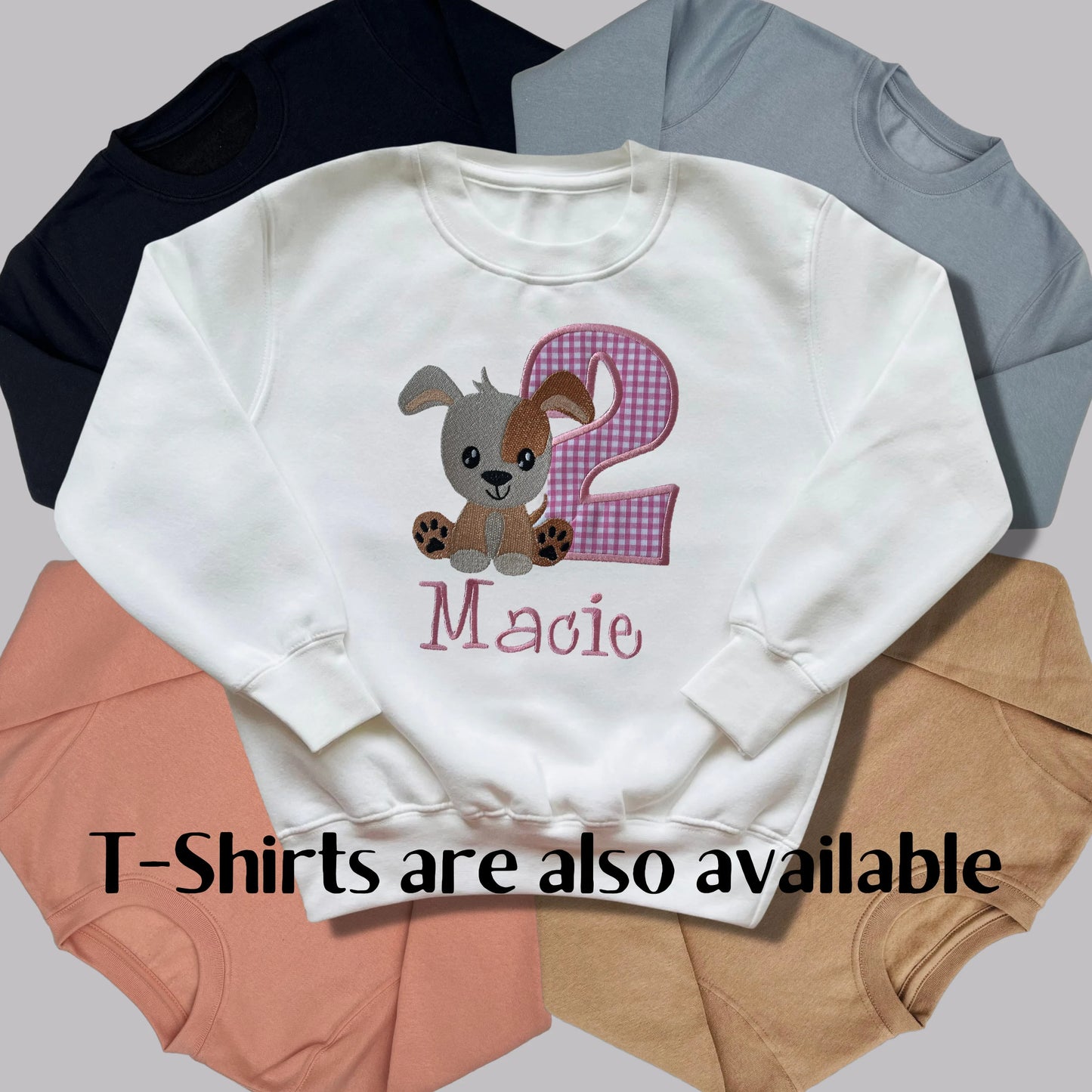Personalised Embroidered Children's Birthday top: Dog Design