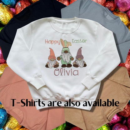 Personalised Embroidered Children's Easter Top: Gnome Design