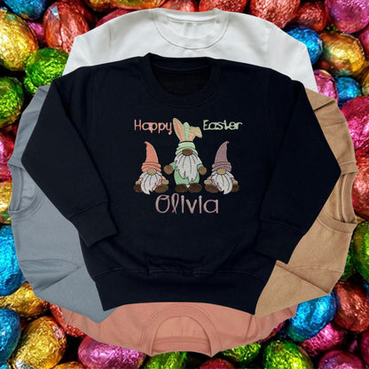 Personalised Embroidered Children's Easter Top: Gnome Design