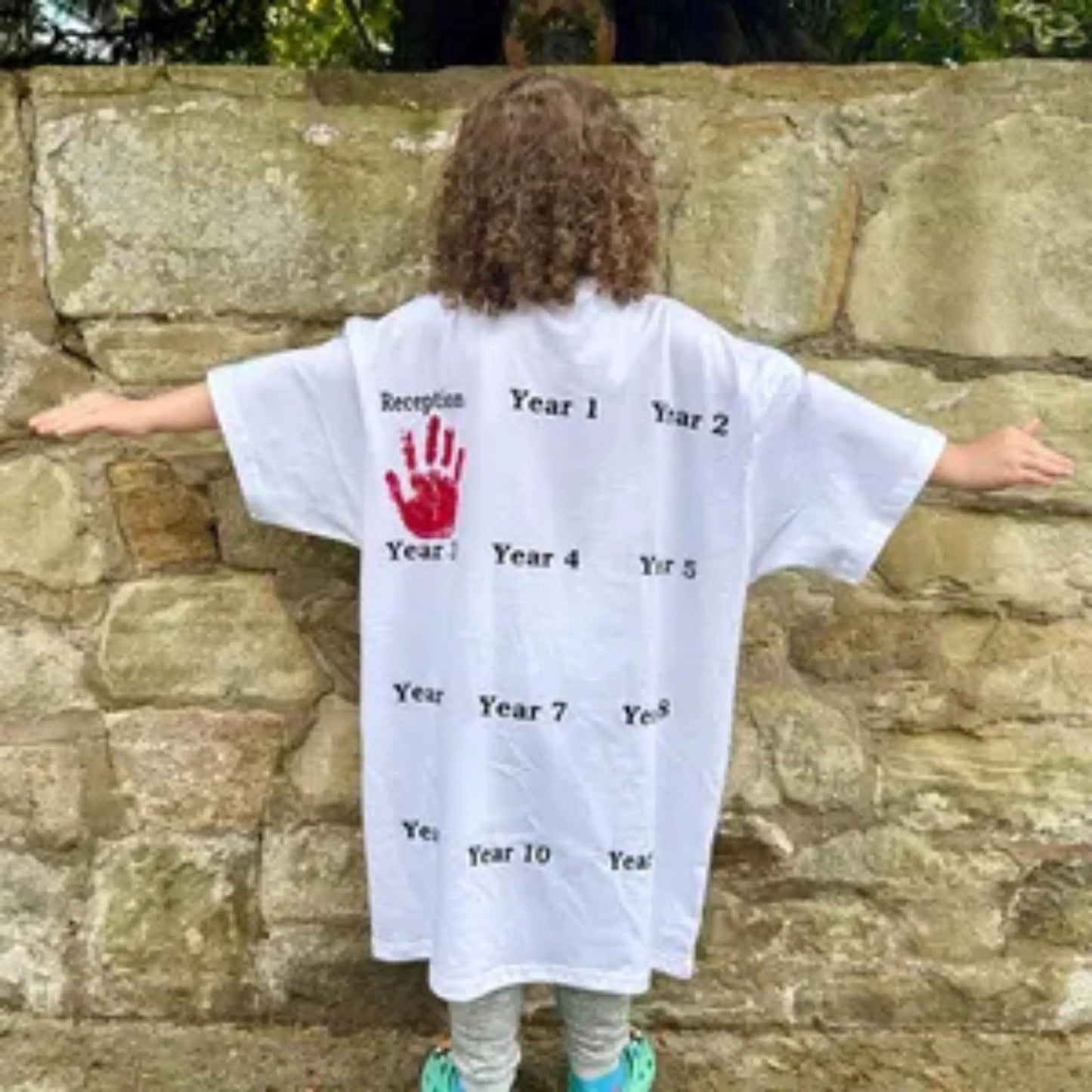 Personalised Embroidered Children's Class of 20xx Handprint Keepsake T-Shirt.