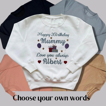 Embroidered Birthday T-Shirt: Personalised Kids Gift for Mummy, Daddy, Nana