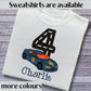 Personalised Embroidered Children's Birthday top: Racing Car Design