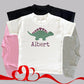 Personalised Embroidered Children's Valentine's Top: Dinosaur Design