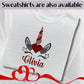 Personalised Embroidered Children's Valentine's Top: Unicorn Design.