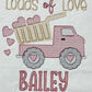 Personalised Embroidered Children's Valentine's Top: Tipper Truck Design.