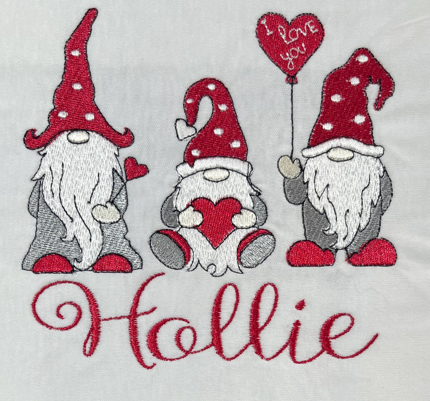 Personalised Embroidered Children's Valentine's Top: Gnome Design.