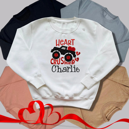 Personalised Embroidered Children's Valentine's Top: Truck Design.