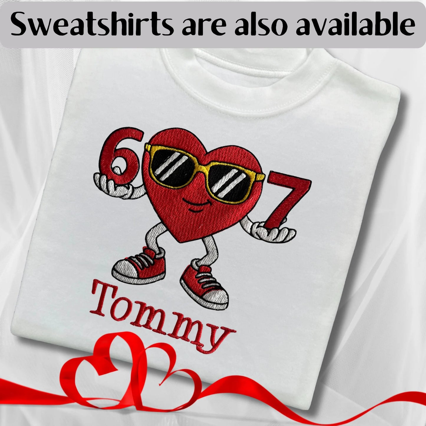 Personalised Embroidered Children's Valentine's Top: 6 7 Design