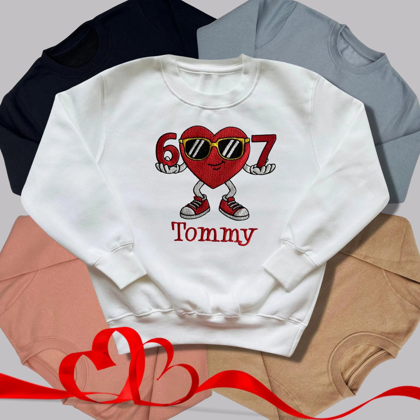 Personalised Embroidered Children's Valentine's Top: 6 7 Design