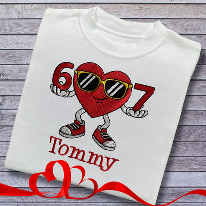 Personalised Embroidered Children's Valentine's Top: 6 7 Design