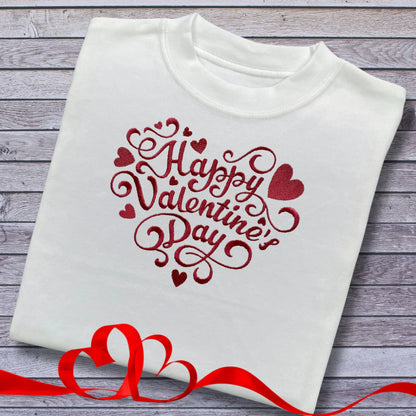 Personalised Embroidered Children's Valentine's Top: Heart Shape Design.