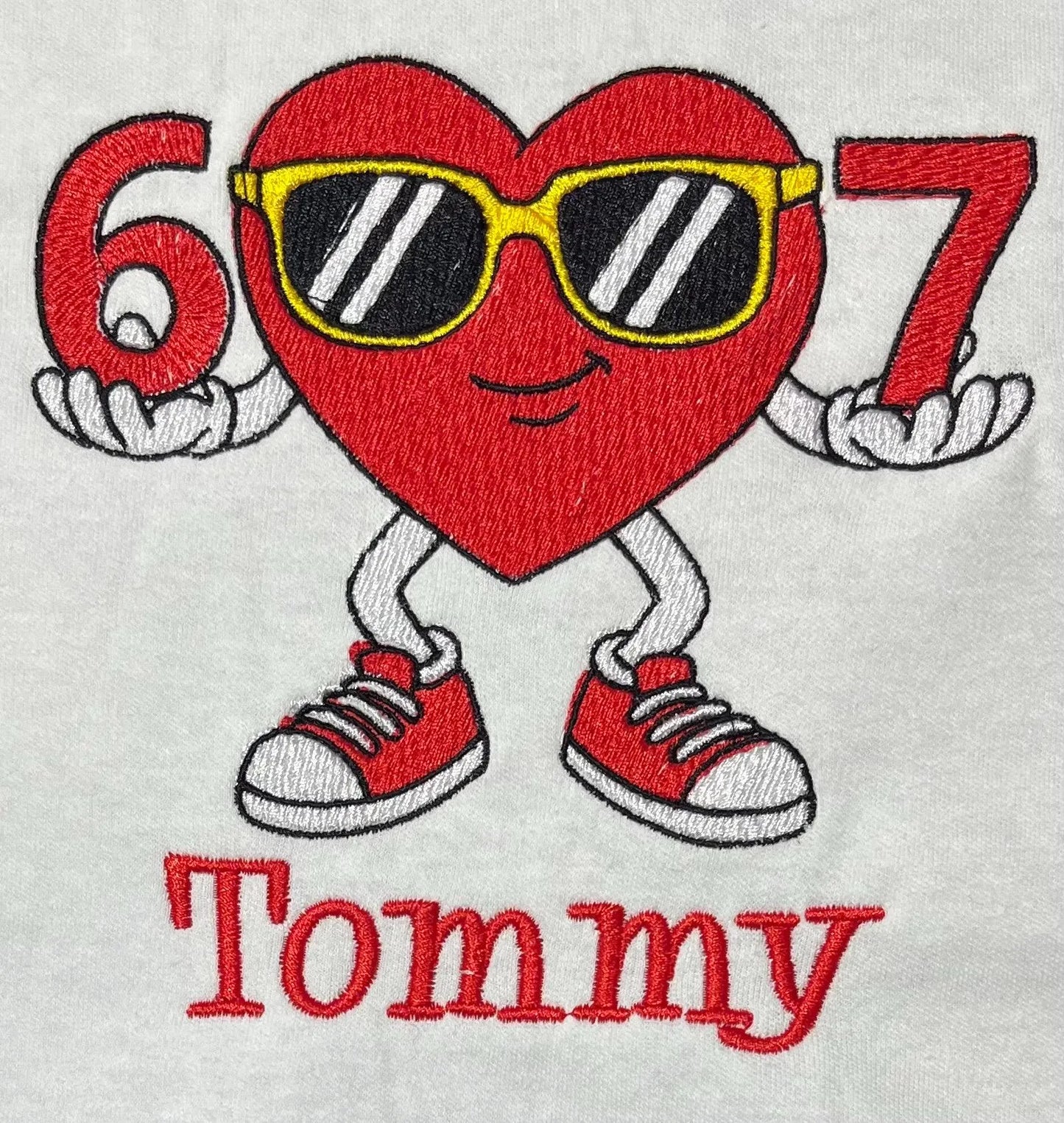 Personalised Embroidered Children's Valentine's Top: 6 7 Design