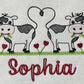 Personalised Embroidered Children's Valentine's Top: Cow Design.