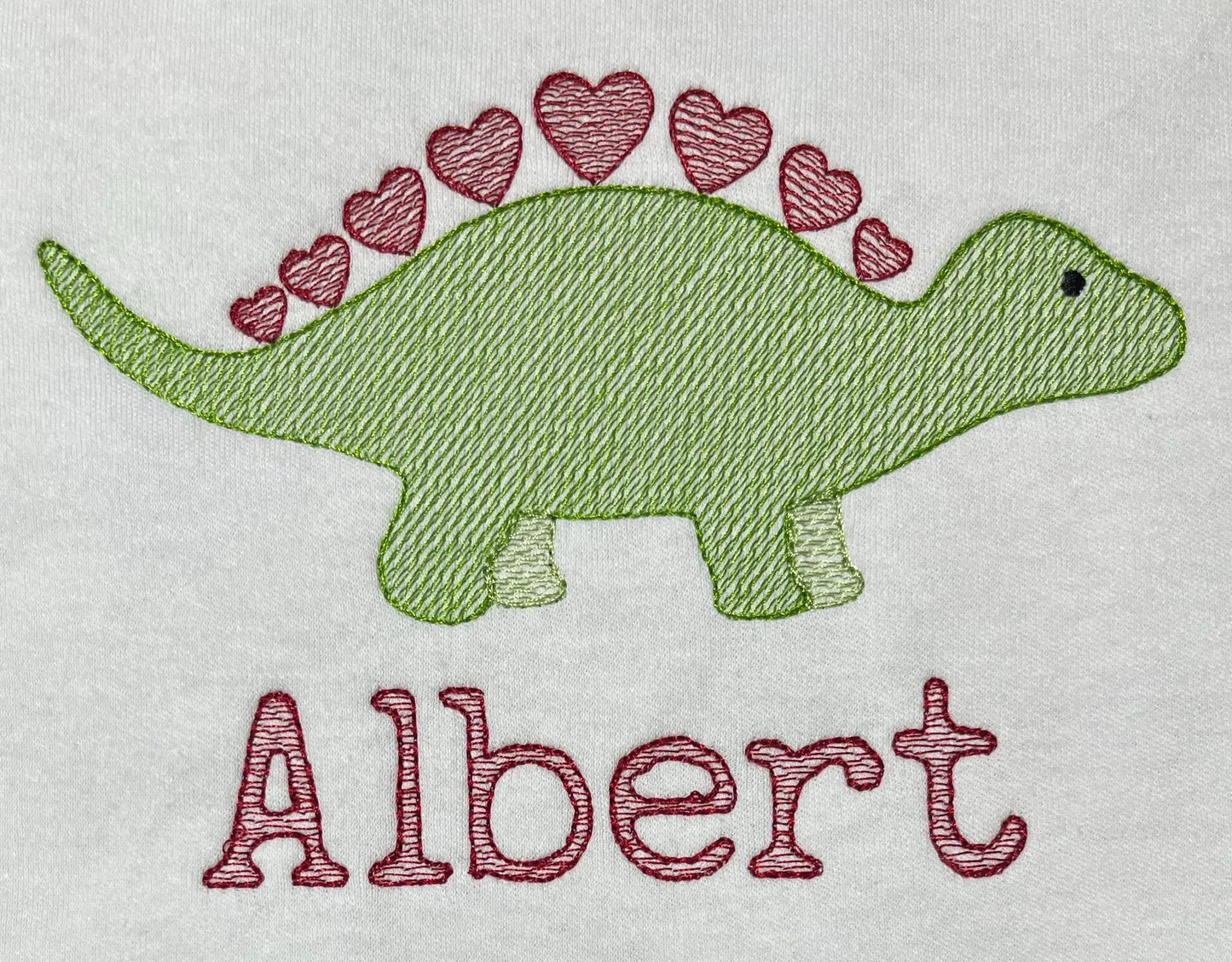 Personalised Embroidered Children's Valentine's Top: Dinosaur Design