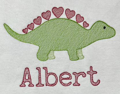 Personalised Embroidered Children's Valentine's Top: Dinosaur Design