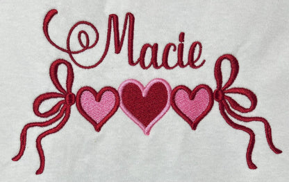 Personalised Embroidered Children's Valentine's Top:  Heart Banner Design