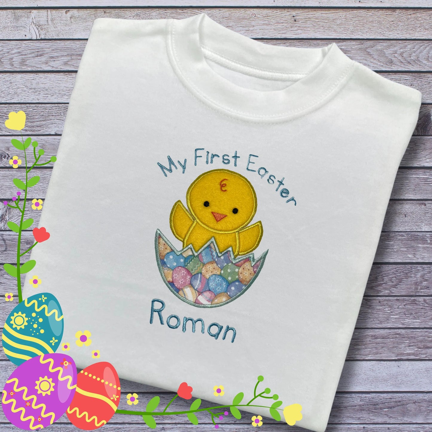 Personalised Embroidered 'My 1st Easter' Baby Romper or Top Design