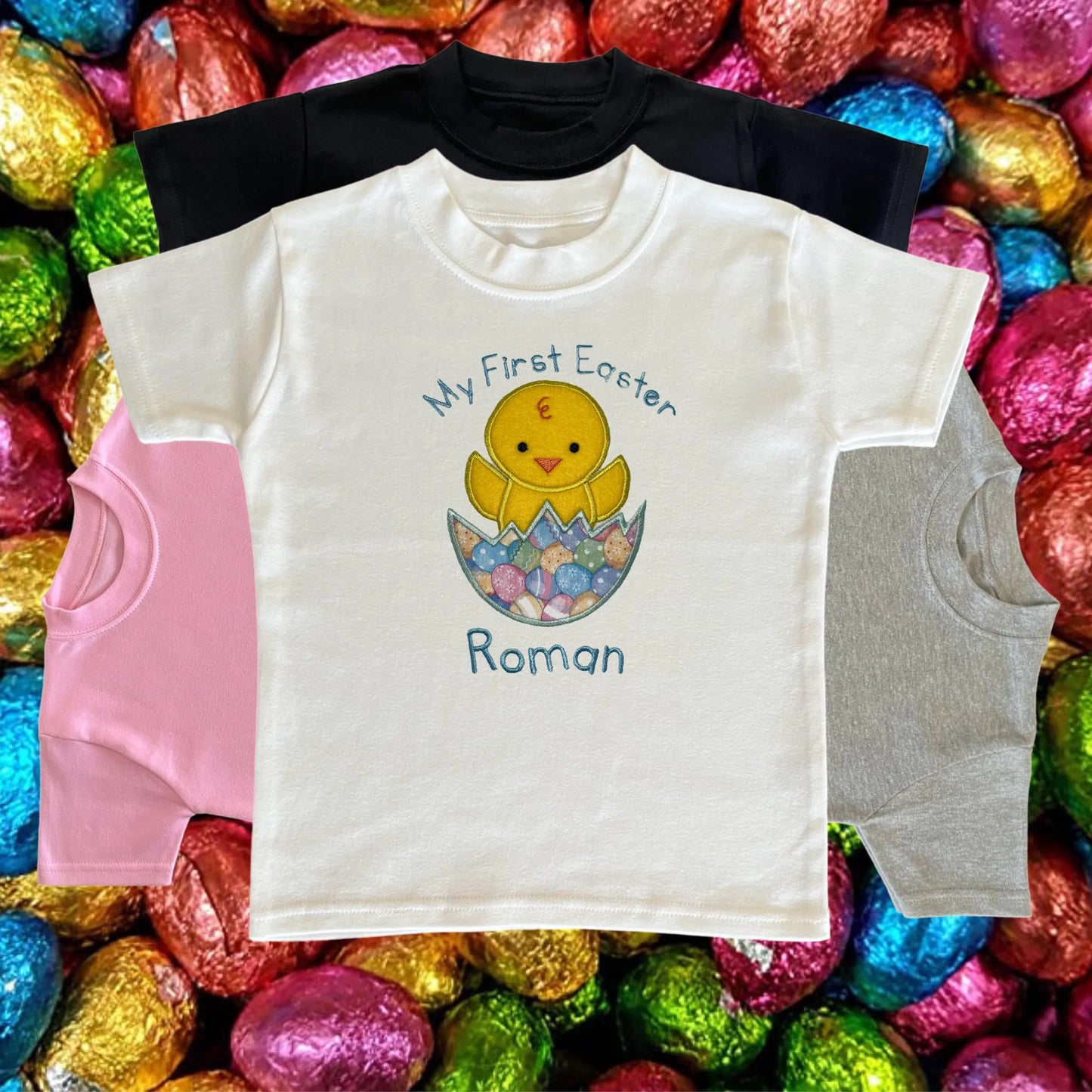 Personalised Embroidered 'My 1st Easter' Baby Romper or Top Design