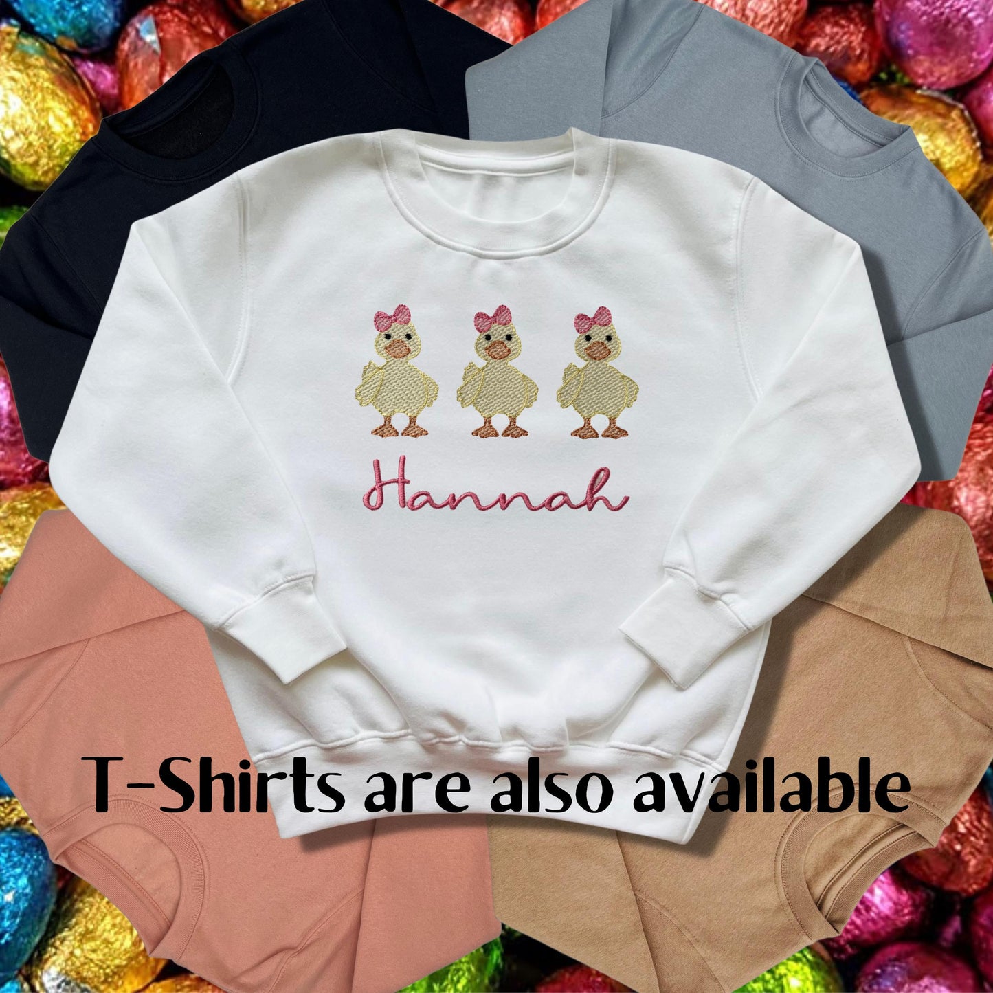 Personalised Embroidered Children's Easter Chicks Design