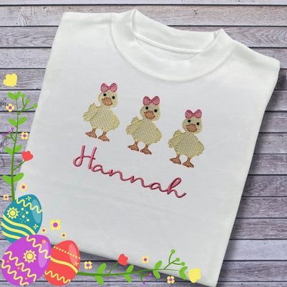 Personalised Embroidered Children's Easter Chicks Design
