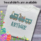 Personalised Embroidered Children's Easter Top: Train Design.