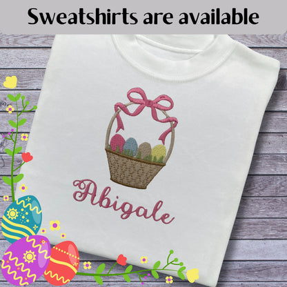 Personalised Embroidered Children's Easter Top: Basket of Eggs Design