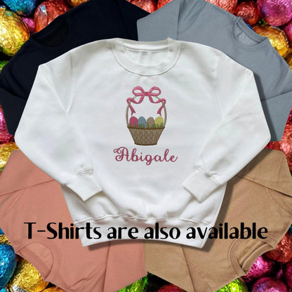 Personalised Embroidered Children's Easter Top: Basket of Eggs Design