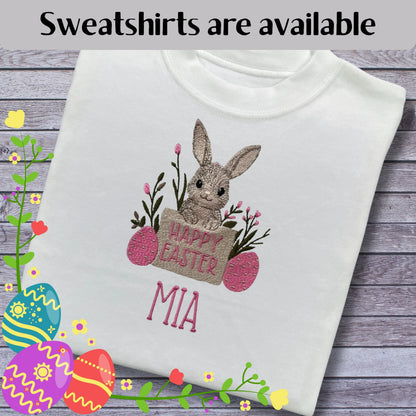 Personalised Embroidered Children's Happy Easter Top: Bunny Design