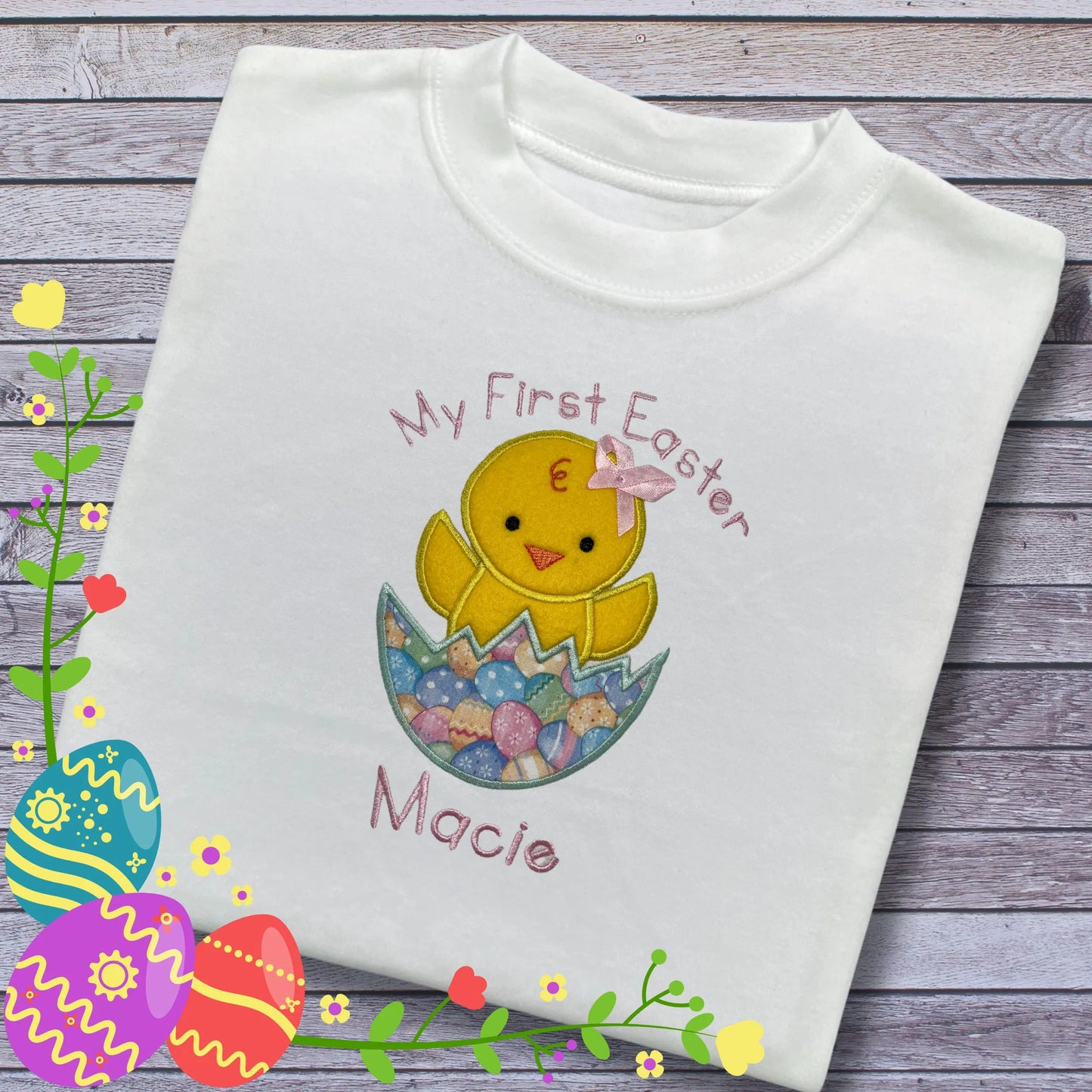 Personalised Embroidered 'My 1st Easter' Baby Romper or Top Design