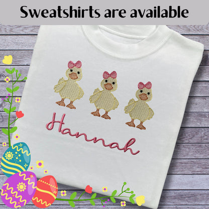 Personalised Embroidered Children's Easter Chicks Design