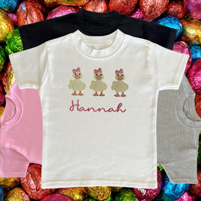 Personalised Embroidered Children's Easter Chicks Design