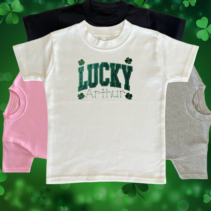Personalised Embroidered Children's St Patrick's Day Lucky Design