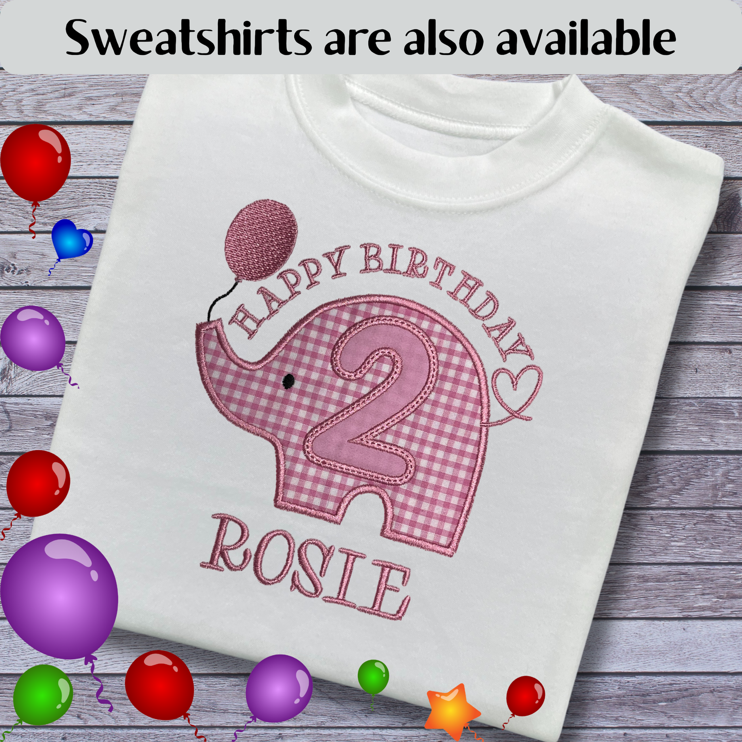 Personalised Embroidered Children's Birthday Top: Elephant Design